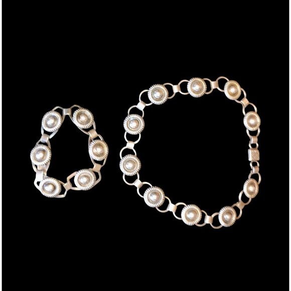 VTG Munksgaard Denmark Jewelry Set Sterling Silver Choker Bracelet Danish Modern - Picture 2 of 12
